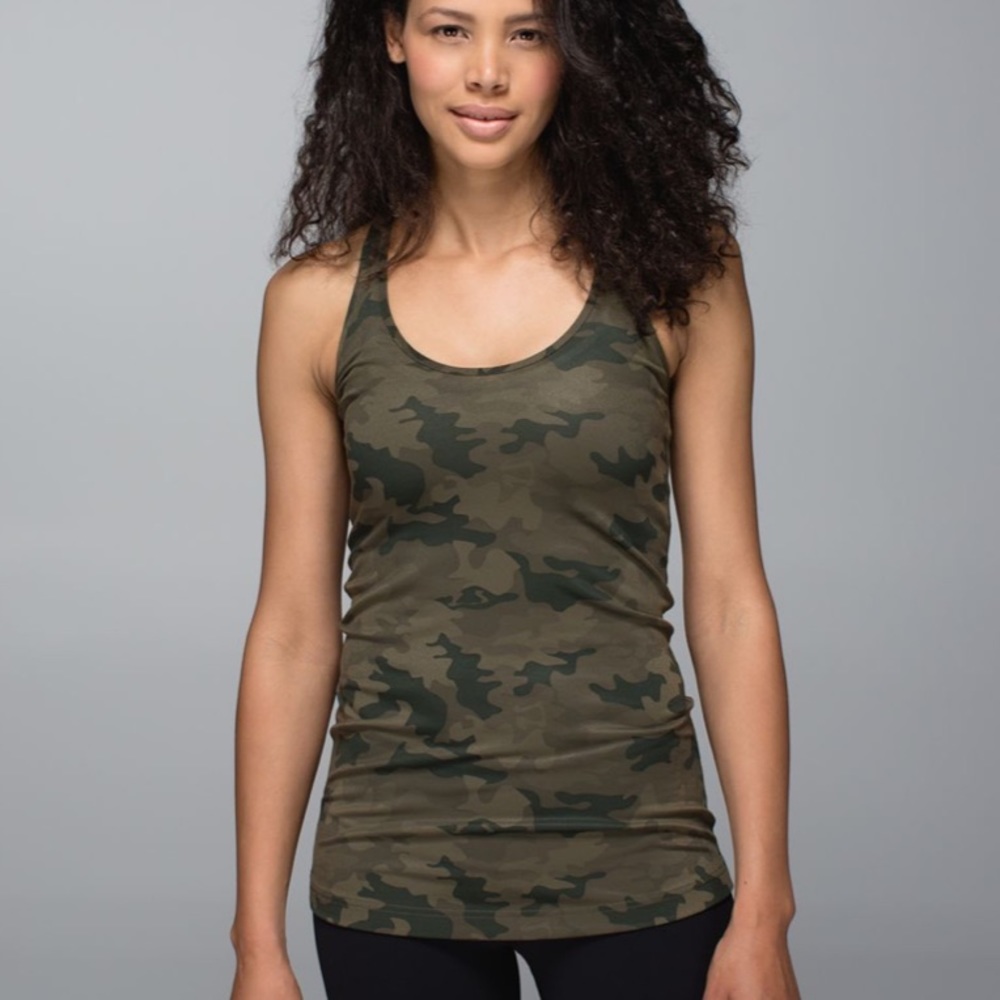 lululemon athletica Green Camo Racerback Tank Top